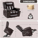 Electric Power Lift Recliner Chair for Elderly with Heat & Massage, Large Breathable Leather Reclining Chairs w/2 Concealed Cup Holders for Seniors Home Living Room,Bedroom,1PC,Brown by CozyNest Decor