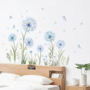 Dandelion Flower Butterfly Wall Decals Blue Dandelion Plants Floral Wall Stickers Peel and Stick Vinyl Wall Art Decor for Living Room Bedroom Office TV Sofa Backdrop Home Decor Gifts for Mom by CozyNest Decor