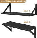Heimlove Floating Shelves for Wall, 16 Inch Long Wood Floating Shelves Set of 3, Wall Mounted Hanging Shelf for Bathroom Bedroom Kitchen, Black by CozyNest Decor