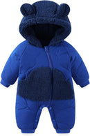 JiAmy Baby Snowsuit Newborn Winter Clothes Coat Romper Windproof Fleece Hat Zipper Baby Bear Outfit by TinyTreasures Baby Boutique