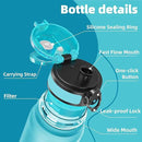 OLDLEY 32 oz Water Bottle, Motivational Water Bottle with Time Marker, Sports Water Bottle With Strap, Leakproof & BPA Free Large Water Bottles for School, Gym, Travel, Outdoor, Tritan,Blue&Gray by CozyNest Decor