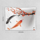 Japanese Koi Fish Tapestry, Cherry Blossoms Asian Oriental Flower Branch Koi Fish Carp Tapestries Wall Hanging for Bedroom Living Room Office Decor 40"x30" by CozyNest Decor