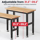 Work Bench 41 Inch Workbench for Garage Adjustable Height Heavy Duty Work Table Rubberwood Tabletop for Cutting Wood Shop Home Office Electronic Woodworking by GreenHaven Gardens