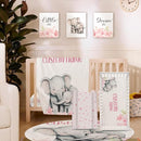 Personalized Baby Crib Bedding Set for Baby Girls, Pink Flower Elephant Design Custom Name Baby Crib Sets 5-Pcs, Toddler Double Layer Blanket Fitted Sheets Changing Pad Cover Rug Wall Art Set by TinyTreasures Baby Boutique