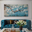 Huge Wall Art for Living Room 100% Hand-Painted Flower Oil Painting On Canvas Gallery Wrapped Floral Plum Blossom Artwork for Bedroom Office Decor One Panel 60x30inch Extra Large by CozyNest Decor
