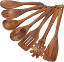 comfoyar Teak Wooden Spoons for Cooking, 7 Pieces Kitchen Cooking Utenails Set with Spatula and Ladle, Heat Resistant Kitchen Cookware for Nonstick Pan by CozyNest Decor
