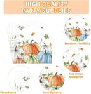 Grencian 200Pcs Fall Plates and Napkins Square Autumn Pumpkin Plates Thanksgiving Paper Platter Tableware Sets for Thanksgiving Harvest Party Decorations, Serves 50 by CozyNest Decor