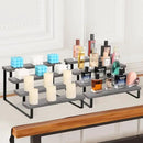 YINMIT Wooden Display Riser Stand, Tiered Perfume and Cologne Organizer Stand, 4 Tier Spice Rack Organizer, Rustic Display Shelf for Candles (4 Tier,2Pack,Grey) by CozyNest Decor