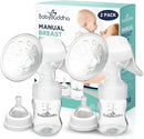 BabyBuddha Manual Breast Pump, Single Hand Expression Breastmilk Pump, Cordless and Portable, No Batteries or Power Needed, Soft Silicone Massage Cushion, BPA Free, Quiet, Dishwasher Safe, 2 Pack by TinyTreasures Baby Boutique
