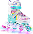 SULIFEEL Rainbow Unicorn Inline Skates for Girls Boys 4 Size Adjustable Light up Wheels Skates for Kids Beginner by TinyTreasures Baby Boutique