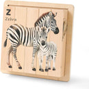 IEATFO 4 in 1 Wooden Animal Chunky Puzzle, 5 Solid Wood Puzzle Blocks with 4 Sides Realistic Safari Animals, Wooden Block Puzzle with Durable Base for Toddlers 3+ Years - Montessori Inspired by TinyTreasures Baby Boutique