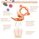 Baby Fruit Food Feeder - Silicone Nibble Tray Combo - Breastmilk Popsicle Mold for Cooling Relief, BPA Free Mesh Feeder for Infant Self Feeding (Monkey Orange + Pineapple) by TinyTreasures Baby Boutique