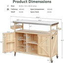 Outdoor Grill Table with Stainless Steel Top, Farmhouse Solid Wood Kitchen Island Cart with Internal Storage Rack, Outdoor Bar Cart with Storage Cabinet, Spice & Towel Rack, Natural by CozyNest Decor