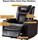 CANMOV Electric Power Recliner Chair with USB Ports and Cup Holders, Breathable Leather Home Theater Seating with Hidden Arm Storage (Brown) by CozyNest Decor
