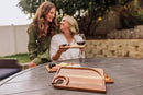 PICNIC TIME Rectangle Wine Appetizer Plates Set of 4, Cocktail Plate with Glass Holder, Cheese Board with Wine Holder, (Acacia Wood) by CozyNest Decor