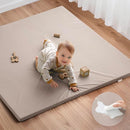 Blissful Diary Vegan Leather Baby Play Mat, 50x50 Thicken Foam Cushioned & Waterproof Playpen Mat for Infants and Toddlers, Stylish and Just Wipe-Clean Playmat for Baby Play on Floor, Taupe by TinyTreasures Baby Boutique