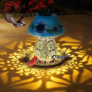 Mushroom Solar Bird Feeders for Outdoors Hanging Metal Wild Bird Feeder Garden Lantern with S Hook for Garden Decoration Blue by GreenHaven Gardens