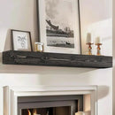 60x8x5 Fireplace Mantel - Handcrafted Hollow Rustic Solid Wood Wall Mounted Floating Shelf with Invisible Heavy Duty Wood Bracket (Weathered Black) by CozyNest Decor