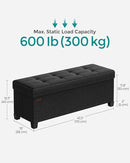 SONGMICS Storage Ottoman Bench, Foldable Foot Rest with Legs, 15 x 43 x 15.7 Inches, End of Bed Bench, Storage Chest, Load up to 660 lb, for Living Room, Bedroom, Entryway, Ink Black ULSF018B01 by CozyNest Decor