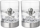 Skull & Skeleton Crossbones Pewter Whiskey - 11oz Set of 2