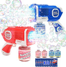 EagleStone 2 Bubble Guns Machine for Kids,8 Hole Light Up Bubble Maker with 4 Refill Solution and 10 Bubble Concentrate for Toddlers,Party Favors Birthday Fun Gifts for Girl Boy Outdoor Toy by TinyTreasures Baby Boutique