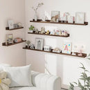 Heimlove Picture Ledge Shelf, Small Floating Shelves Set of 2, 16 Inches Picture Shelf for Wall with Ledge, Kids Bookshelf Wall Mounted for Living Room Bedroom Decor Books Photo Frames, Walnut by CozyNest Decor