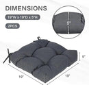Aoodor 19" x 19" x 5" Tufted Outdoor Chair Cushions, Water Resistant & Fade Resistant Polyester Dining Chair Pads with 2 Straps for Patio Furniture, Set of 2 by GreenHaven Gardens