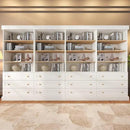 Vyre 71" Tall Farmhouse Bookshelves with Drawers, Set of 4 – Large Modular Bookcase with Adjustable Shelves, Storage Cabinet for Living Room, Kitchen, Home Office, White by CozyNest Decor