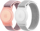 Kids Wristband Protective Case Compatible with Apple AirTag, Adjustable Nylon Bracelet for Air Tag GPS Tracker Holder with Anti Lost Watchband for Toddler Child Kids (Pink+Grey) by TinyTreasures Baby Boutique