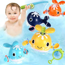Baby Bath Toys Set, Wind Up Pool Toys for Toddlers 1-3, Kids Magnetic Fishing Toys with 1 Fishing Rod & 1 Net & 4 Brightly Colored Whales, Boys and Girls Birthday Gifts by TinyTreasures Baby Boutique