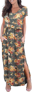 Smallshow Women's Maternity Nursing Dresses Split Long Dress for Breastfeeding by TinyTreasures Baby Boutique
