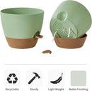 FaithLand 3-Pack Large Planter Pots, 12 10 9 Inch Self Watering Flower Pots for Indoor Outdoor Garden Plants, Green with Brown by CozyNest Decor