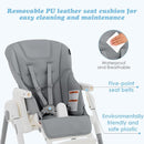 INFANS High Chair for Babies & Toddlers, Foldable Highchair with Multiple Adjustable Backrest Footrest Seat Height, Removable Tray, Detachable PU Leather Cushion, Built-in Rear Wheels (Light Grey) by TinyTreasures Baby Boutique