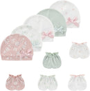 Baby Hat and Mittens Set Cotton Newborn Baby Hats Caps for Boys and Girls, 0-6 Months by TinyTreasures Baby Boutique