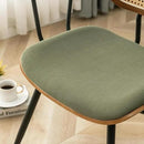 Rattan Dining Room Chairs Set of 2,Mid Century Modern Kitchen Side Chairs,Metal Legs Desk Chairs,Green Modern Corduroy Fabric Accent Chairs with Arms and Rattan Backrest by CozyNest Decor