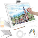 Rechargeable A3 Diamond Art Light Board,Light Pad with Stand and Clip,3 Colors Stepless Dimmable and 6 Levels of Brightness Light Box for tracing,Diamond Painting,Drawing,Sketching(White) by TinyTreasures Baby Boutique