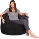 Posh Creations Bean Bag Chair for Kids, Teens, and Adults Includes Removable and Machine Washable Cover, Soft Faux Rabbit Fur - Black, 48in - X-Large by TinyTreasures Baby Boutique