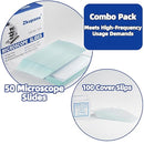Blank Glass Microscope Slides and Covers - Ground Edges & 45° Clipped Corners, High-Clarity, Pre-Cleaned, 50 Slides & 100 Coverslips, Microscope Accessories for Experiments & Analyses by TinyTreasures Baby Boutique
