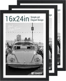 16x24 Poster Frame 3 Pack - Black, Textured Solid Wood Picture Frame, Wall Gallery Photo Frame by CozyNest Decor