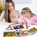 Wooden Puzzles Toys for Kids Ages 3-5, Set of 4 Packs Dinosaur, Space, Transportation Wood Toddler Puzzles, Preschool Brain Teaser Toys for Boys and Girls 2 3 4 5 6 Years Old by TinyTreasures Baby Boutique