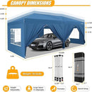 HOTEEL 10x20 Pop up Canopy with 6 Sidewalls, One Push Instant Setup Outdoor Canopy Tent with Reinforce Rod, Weight Bag, for Parties, Events, Blue by GreenHaven Gardens