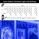 Solar Christmas Lights Outdoor Waterproof Christmas Decorations Curtain Lights 320LED 29.5ft 60 Drops, Solar Powered Rechargeable Fairy Lights for Party, Wedding, Home Decorations(Blue) by GreenHaven Gardens