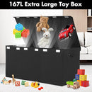 Extra Large Toy Box 167L, Sturdy Toy Storage Chest Organizer Bin Baskets with 2 Removable Divider for Boys, Girls, Kids, Nursery, Bedroom, Playroom, 35.5"x17" x17" (Linen Black) by TinyTreasures Baby Boutique