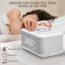 Alarm Clock Speaker Wireless Charger, Digital Alarm Clocks Bedrooms Bluetooth, Alarm Clock Dimmable Light Bedrooms Dual Alarm Snooze Dimmer 12 24H RGB Night Light Bluetooth USB AUX, White by TinyTreasures Baby Boutique