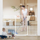 owlie 37.4" Extra Tall Wide Baby Gate for Stairs Doorways,57-66 Inch Extra Large Long Baby Gate with Door Indoor Safety Metal Pressure Mounted Pet Gate with Walk-Thru Auto Close, White by TinyTreasures Baby Boutique