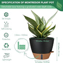 2 Pack 10 inch Plant Pots, PP Plastic Self Watering Plant Pot with Drainage and Tray for Indoor Outdoor Plants , Water Level Window & Reservoir Flower Pots Decorative Planter (Black, 10 Inch) by CozyNest Decor