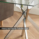 Modern Style Square Side Table with Tempered Glass Top and Metal Tubular Legs, Silver 20”Dx20”Wx22”H by CozyNest Decor