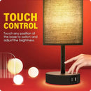 Yarra-Decor Bedside Lamp with USB Port - Touch Control Table Lamp for Bedroom 3 Way Dimmable Nightstand Lamp with Round Black Fabric Shade for Living Room, Dorm, Home Office (LED Bulb Included) by CozyNest Decor
