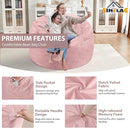 3FT Bean Bag Chair, Comfy Bean Bag Chairs with Memory Foam Filled, Fluffy Beanbag Sofa with Dutch Velvet Cover, Round BeanBag Chairs for Living Room, Playroom - Light Pink by TinyTreasures Baby Boutique