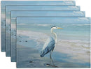 Blue Heron Placemats Set of 4 Summer Coastal Beach Pelican Placement Mats for Dining Table Nautical Ocean Bird Pattern Washable Non-Slip Heat-Resistant Linen Place Mats by CozyNest Decor